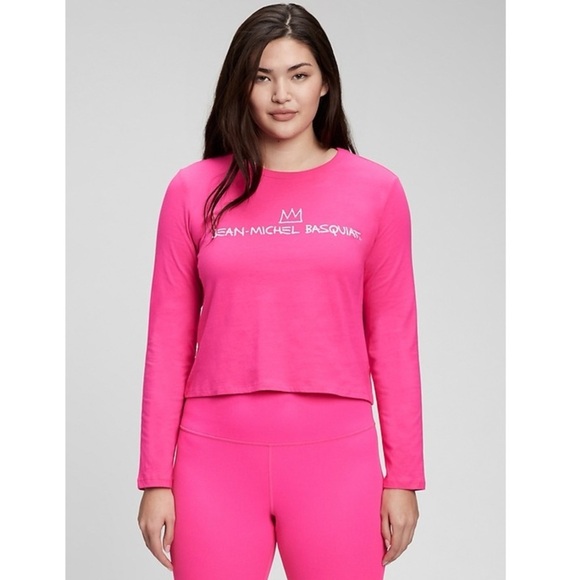 NWT GAP JEAN MICHAEL BASQUIAT Small Pink Long Sleeve Pullover T shirt $45 tag - Picture 1 of 6